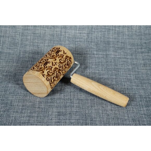 STODOLA Engraved Wooden Rolling Bin FOLK DECORATIVE Pattern Baking Design - Picture 1 of 9